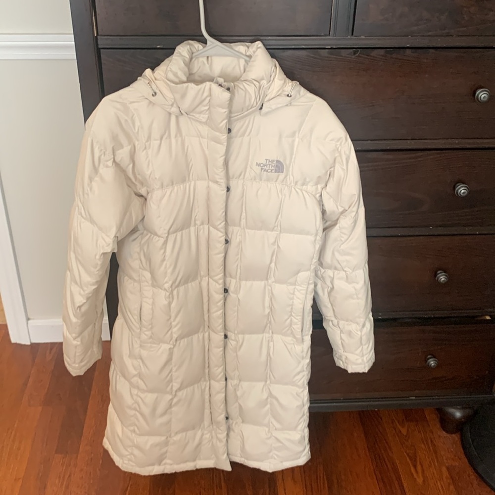 The North Face long puffer jacket Small cream color